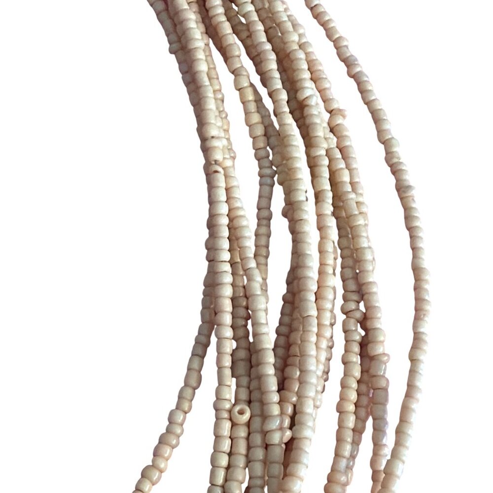 Vintage Multi Strand Beaded Necklace Peach Antique Gold Tone Beads Adj 16" + 3" - Picture 3 of 4